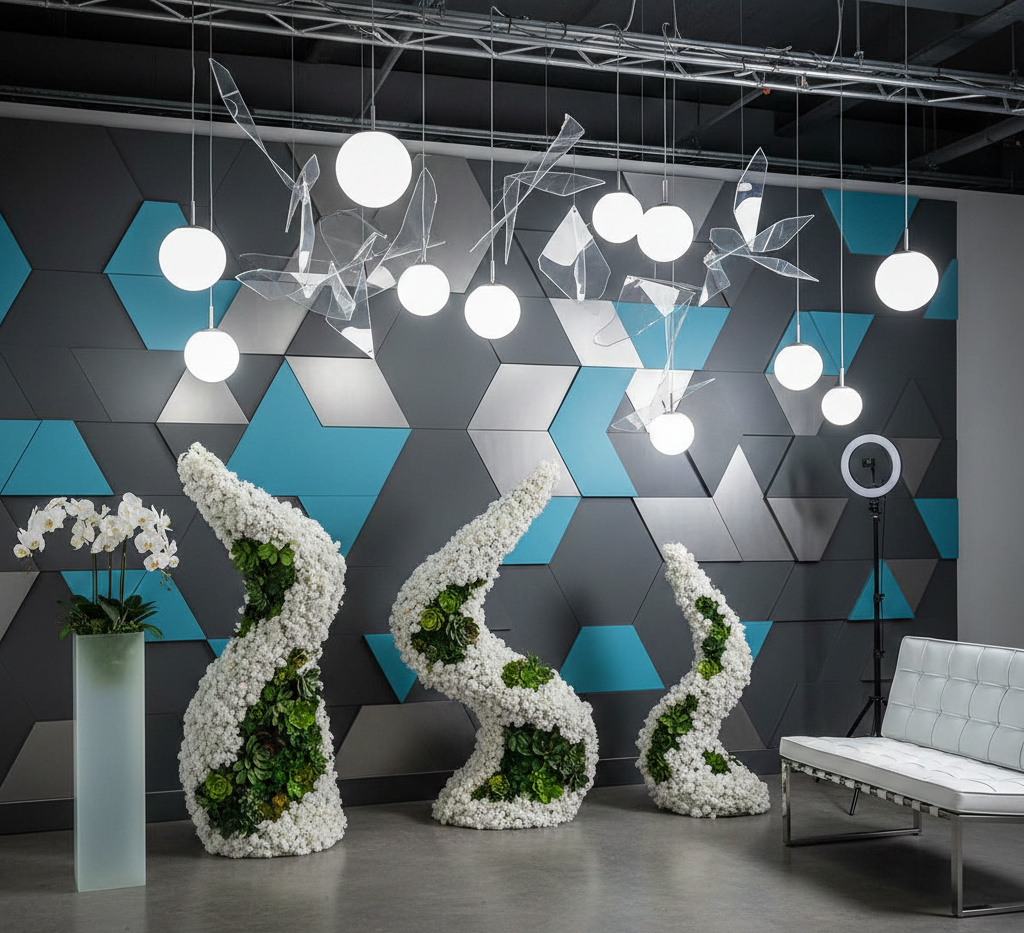 Modern photo zone setup for corporate event